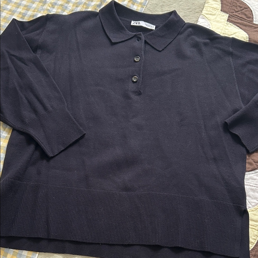 Navy Collared Knit